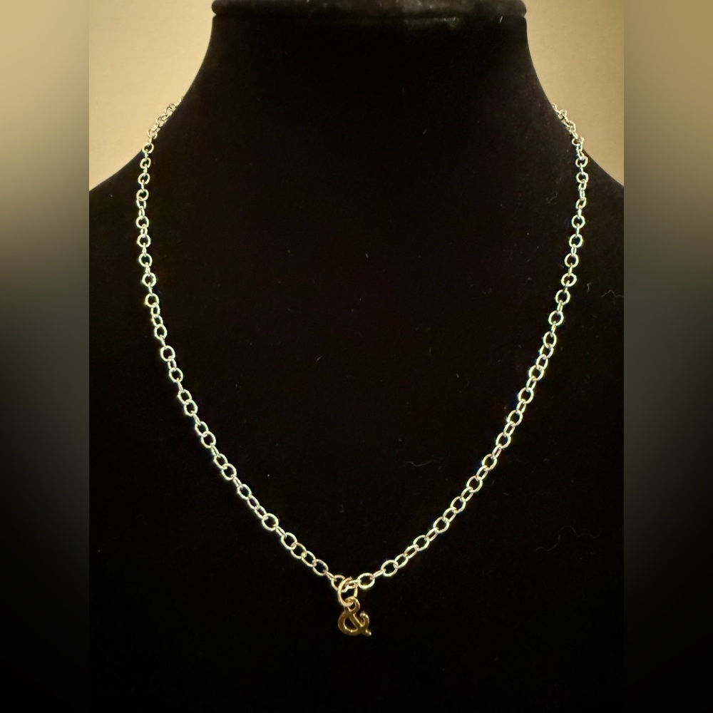 Elegant Silver Chain Necklace with Petite Gold Ampersand Charm